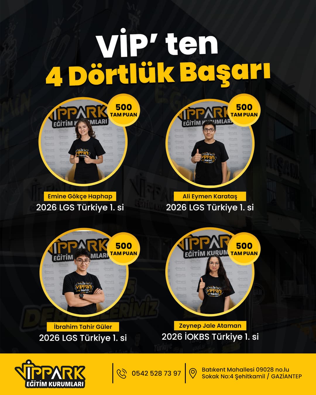Vip'ten 4 Dörtlük Başarı: 500 Tam Puan